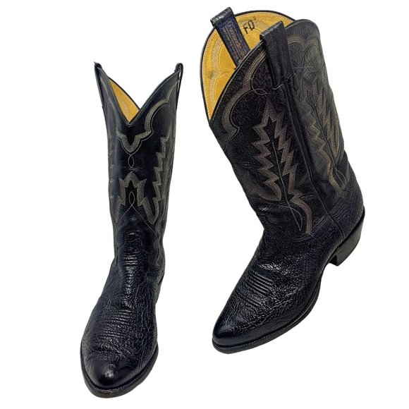 Panhandle Slim 76790‎ Black Leather Western Cowboy Boots - Picture 1 of 12